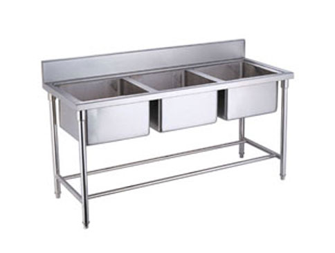 YLQQ008 (assembled) stainless steel three-basin rinse table