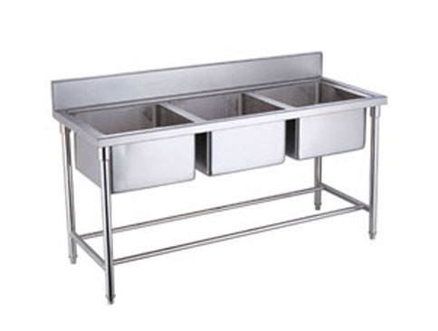 YLQQ010 (assembled) stainless steel three-basin rinse table